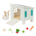 Bunny Hutch Playset - Plush Bunny with Blue Hutch & Accessories - Our Generation Pets