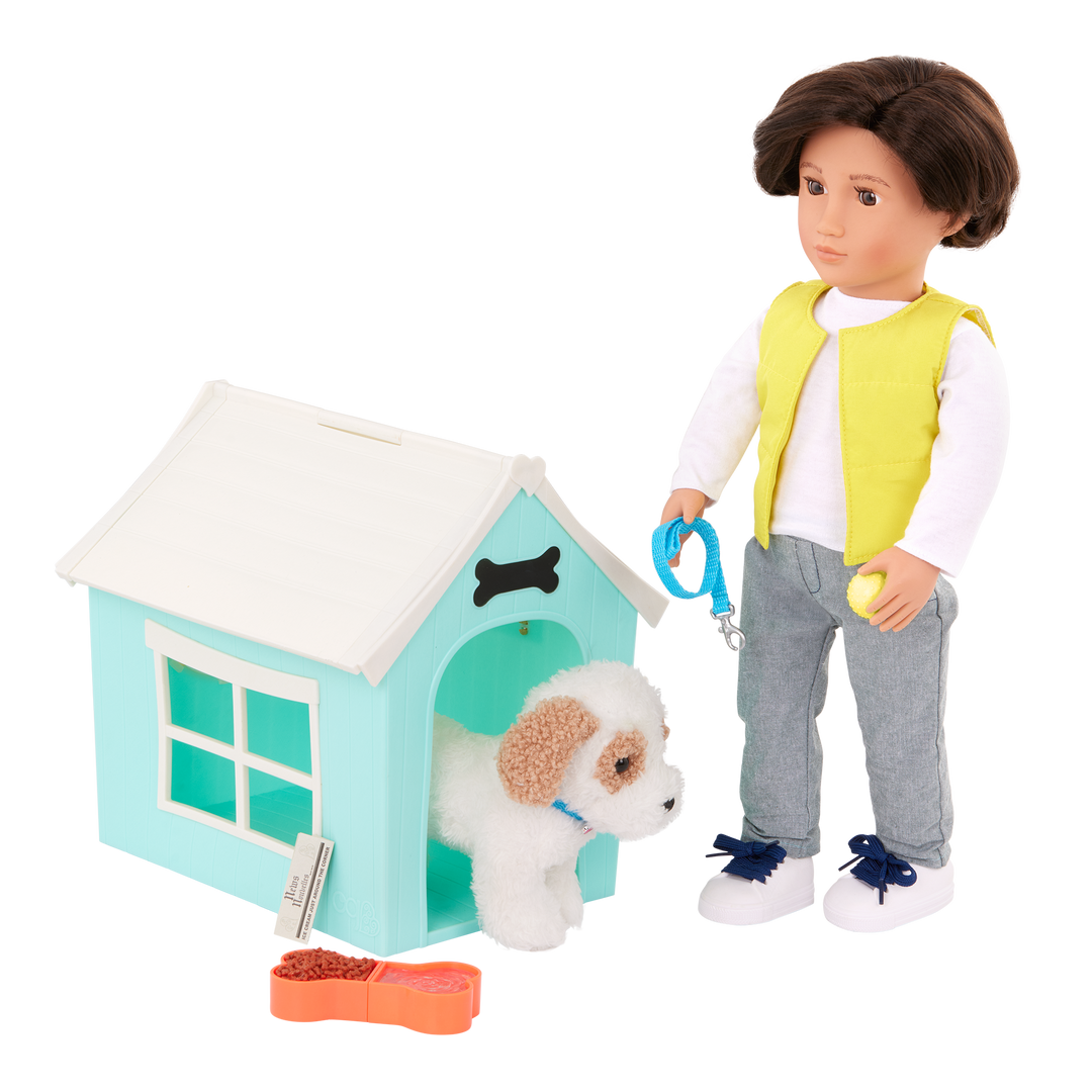Puppy Place - Blue Dog House with 15cm Pup & Accessories - Doll Accessories - Our Generation
