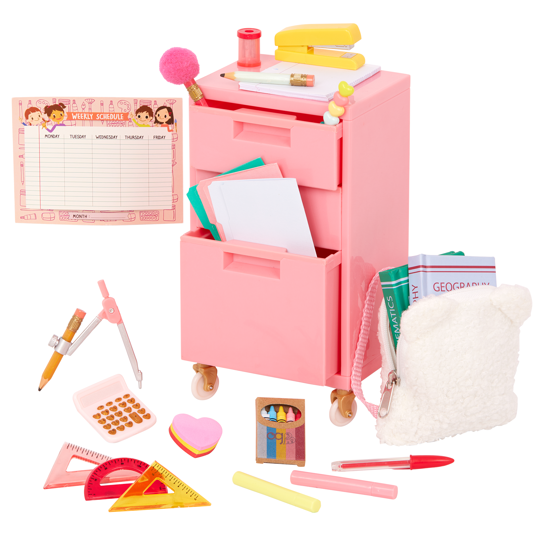 Ready, Set, Learn! - School Accessories for Dolls - Pink Filing Cabinet - Our Generation