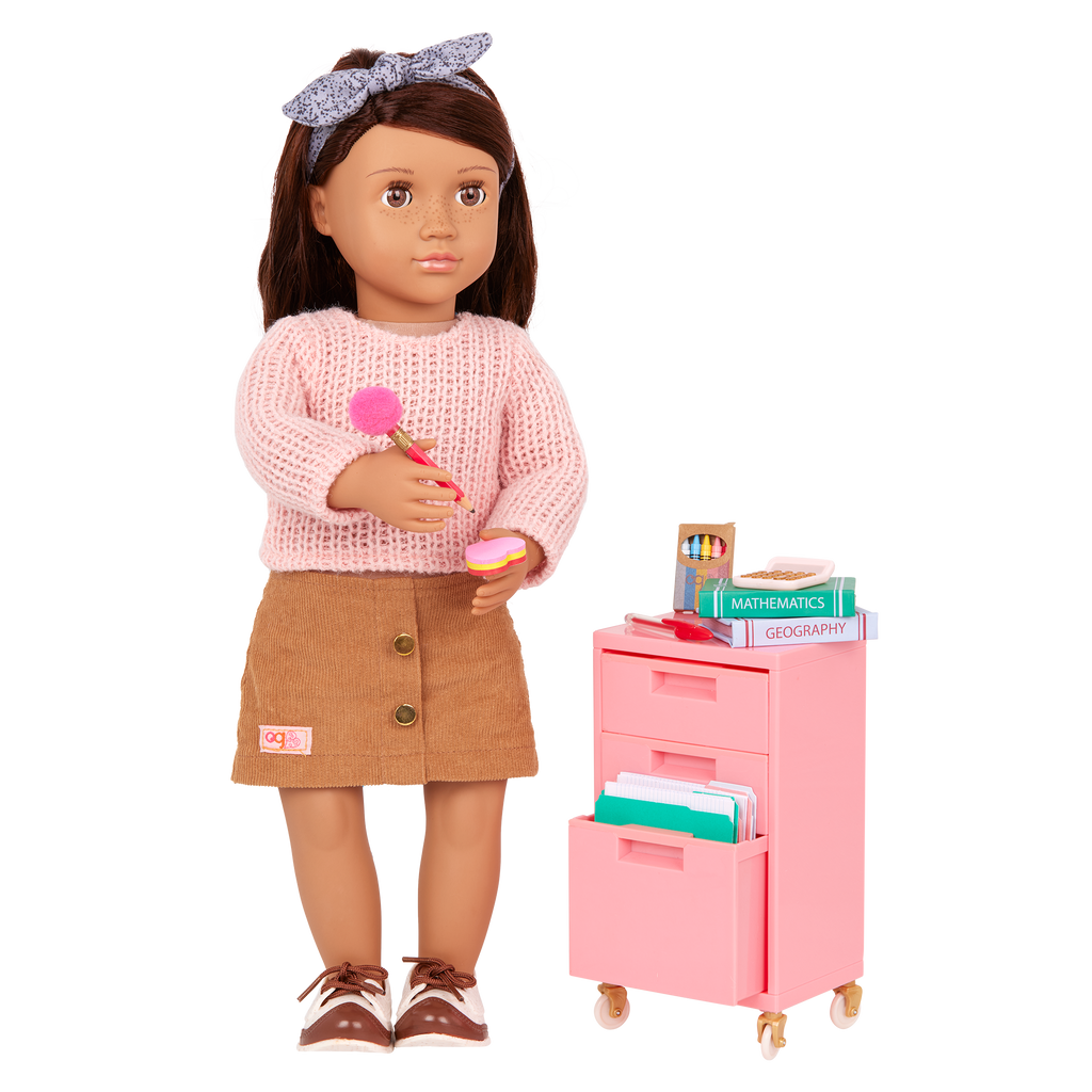 Ready, Set, Learn! - School Accessories for Dolls - Pink Filing Cabinet - Our Generation