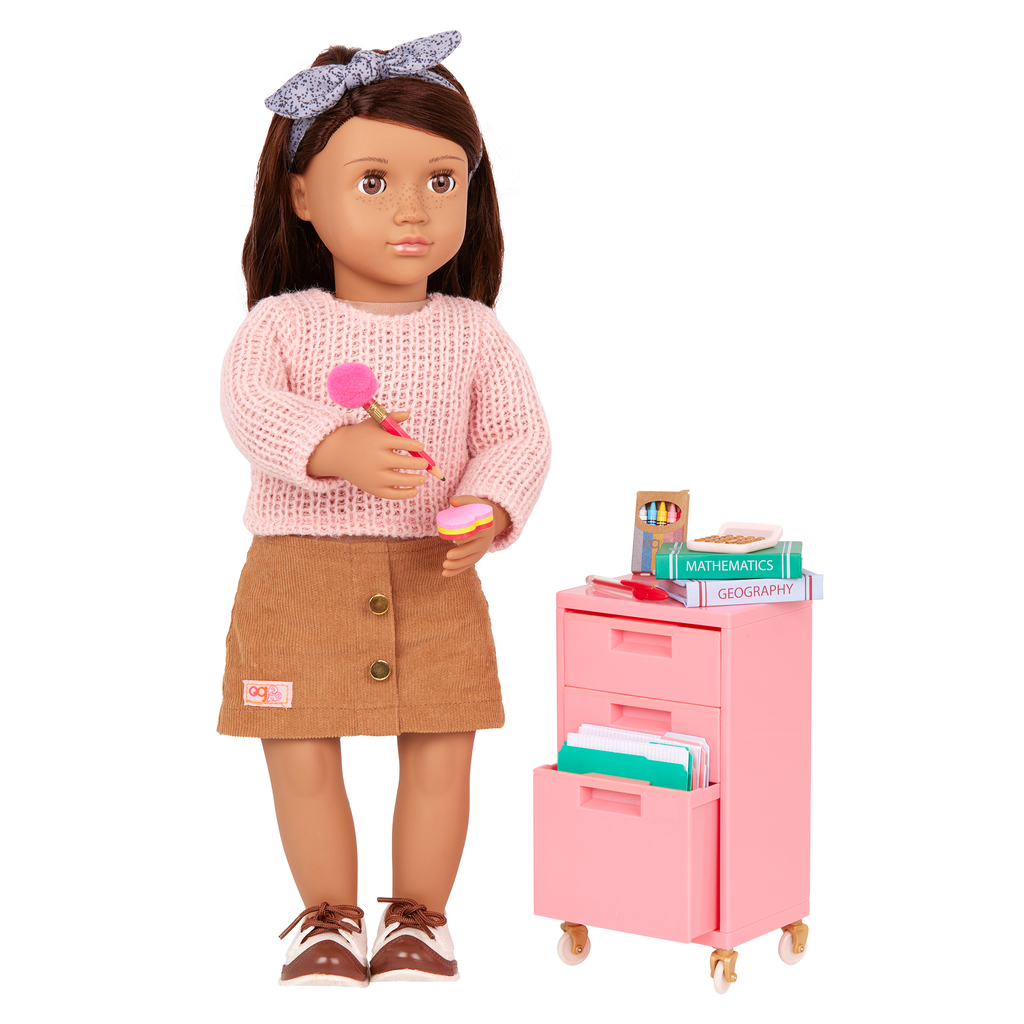 Ready, Set, Learn! - School Accessories for Dolls - Pink Filing Cabinet - Our Generation