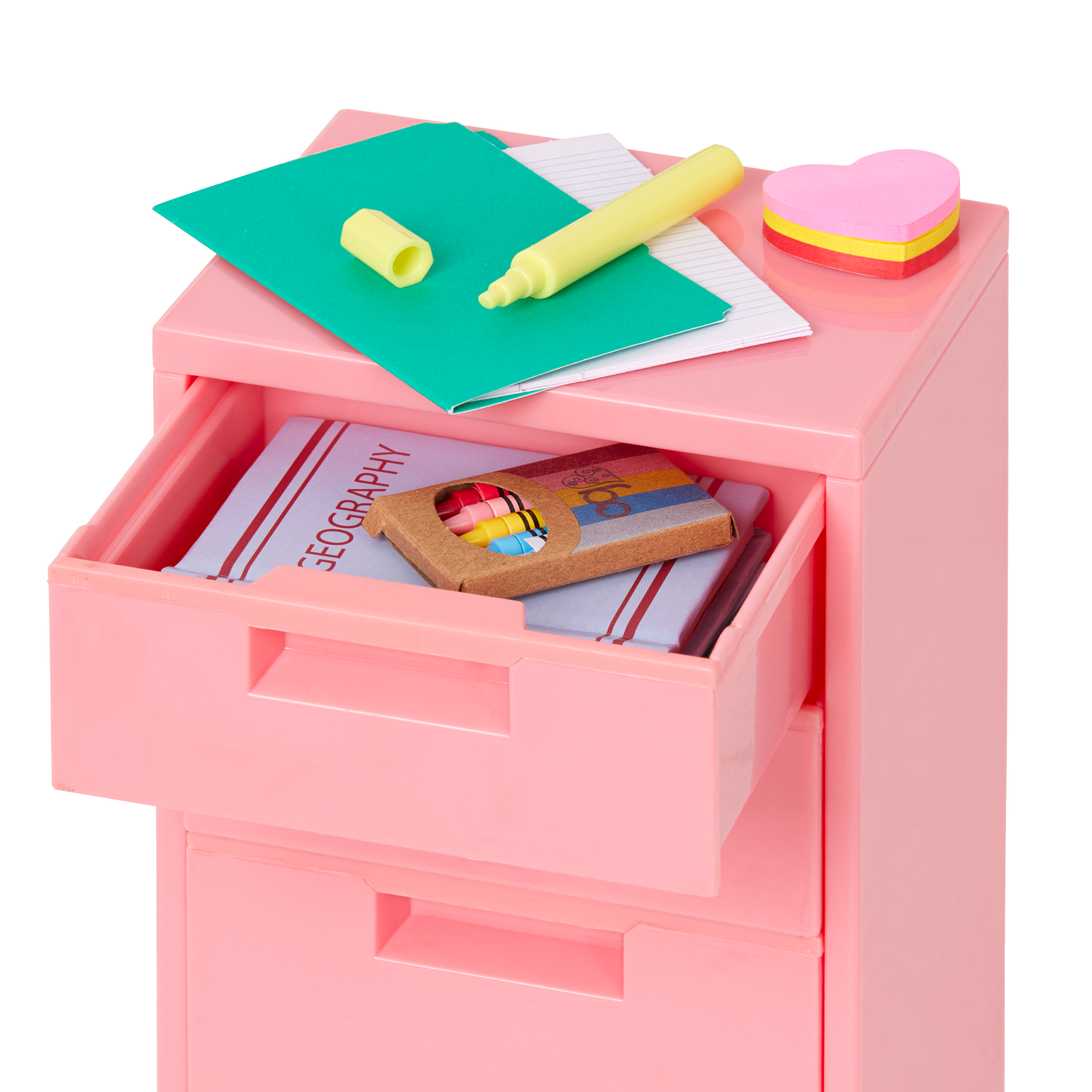 Ready, Set, Learn! - School Accessories for Dolls - Pink Filing Cabinet - Our Generation
