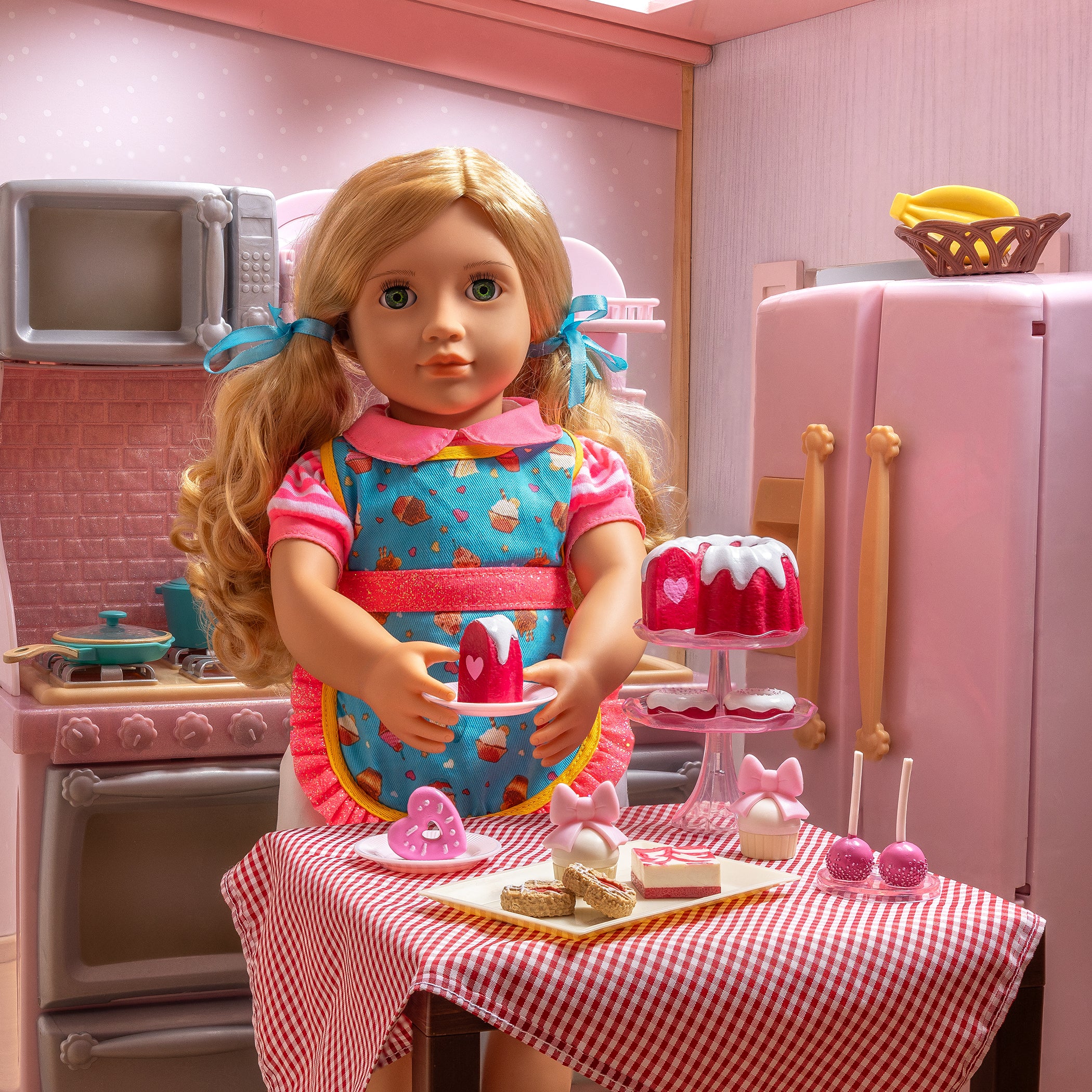 Gourmet Kitchen Set - Pink Kitchen Playset for 46cm Dolls - Food Accessories - Our Generation 