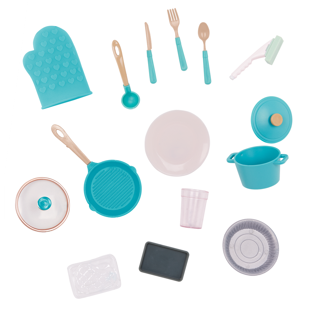 Gourmet Kitchen Set - Pink Kitchen Playset for 46cm Dolls - Food Accessories - Our Generation 