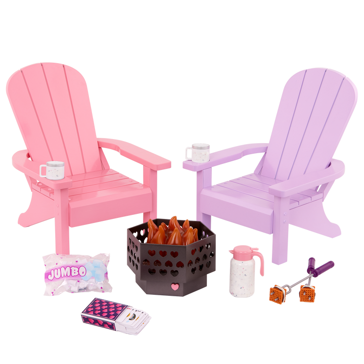 Adirondack Chairs- Chair & Firepit Set for 46cm Dolls - Two Chairs - Outdoor Playset - Our Generation