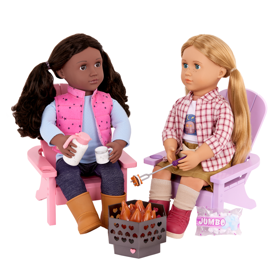 Adirondack Chairs- Chair & Firepit Set for 46cm Dolls - Two Chairs - Outdoor Playset - Our Generation