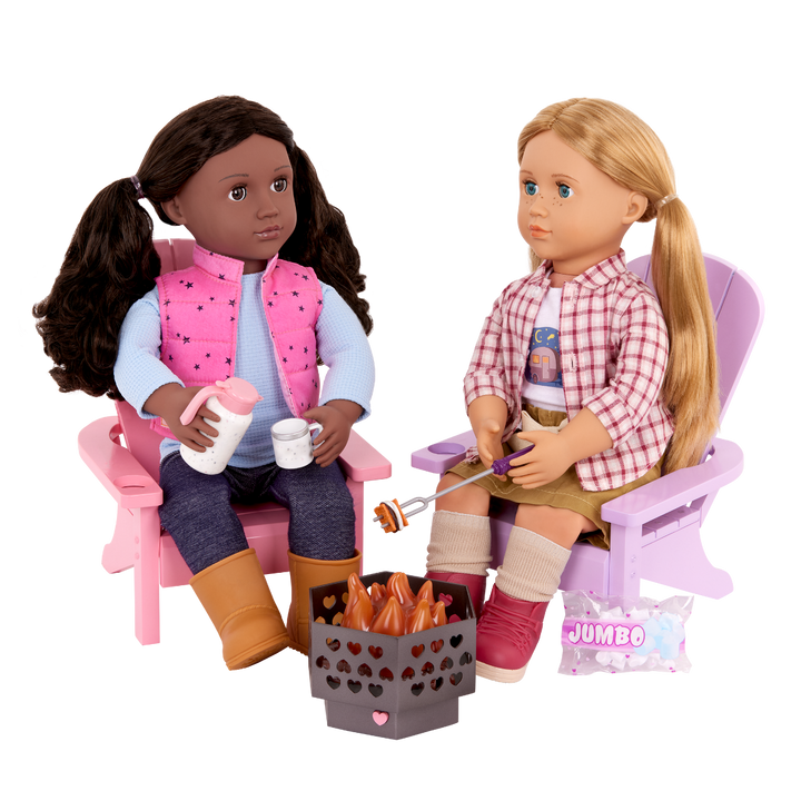 Adirondack Chairs- Chair & Firepit Set for 46cm Dolls - Two Chairs - Outdoor Playset - Our Generation