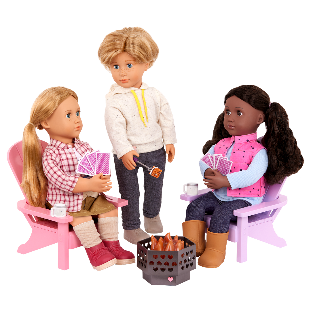 Adirondack Chairs- Chair & Firepit Set for 46cm Dolls - Two Chairs - Outdoor Playset - Our Generation