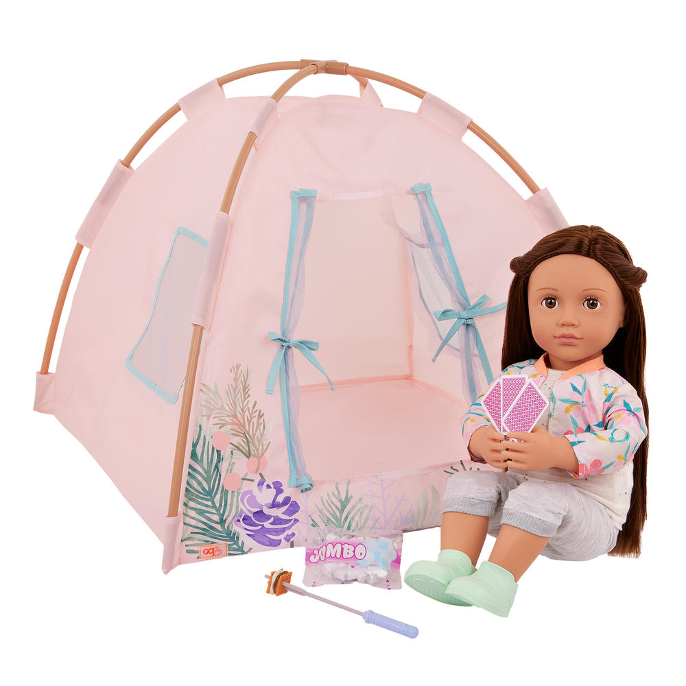 Camping Nights - Pink Tent for 46cm Dolls - Tent & Camping Accessory Set - Our Generation UK