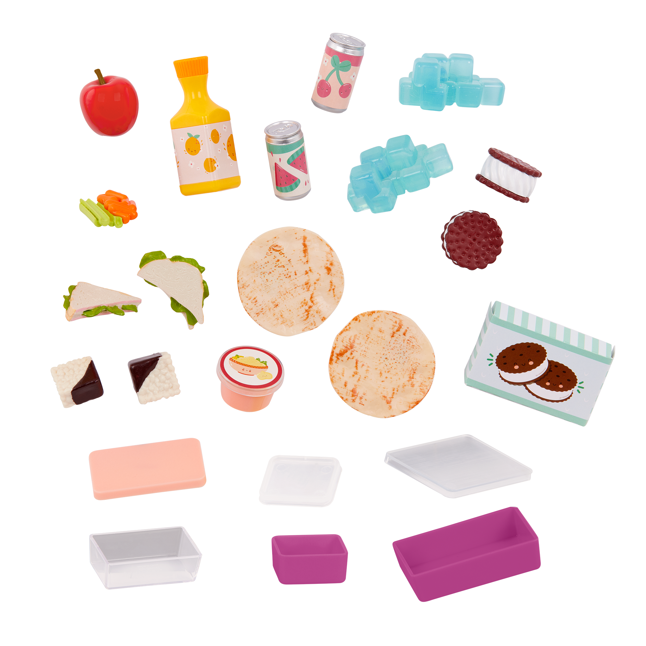Camping Cooler - Pink Cooler with Food Accessories - Accessory for Dolls - Our Generation