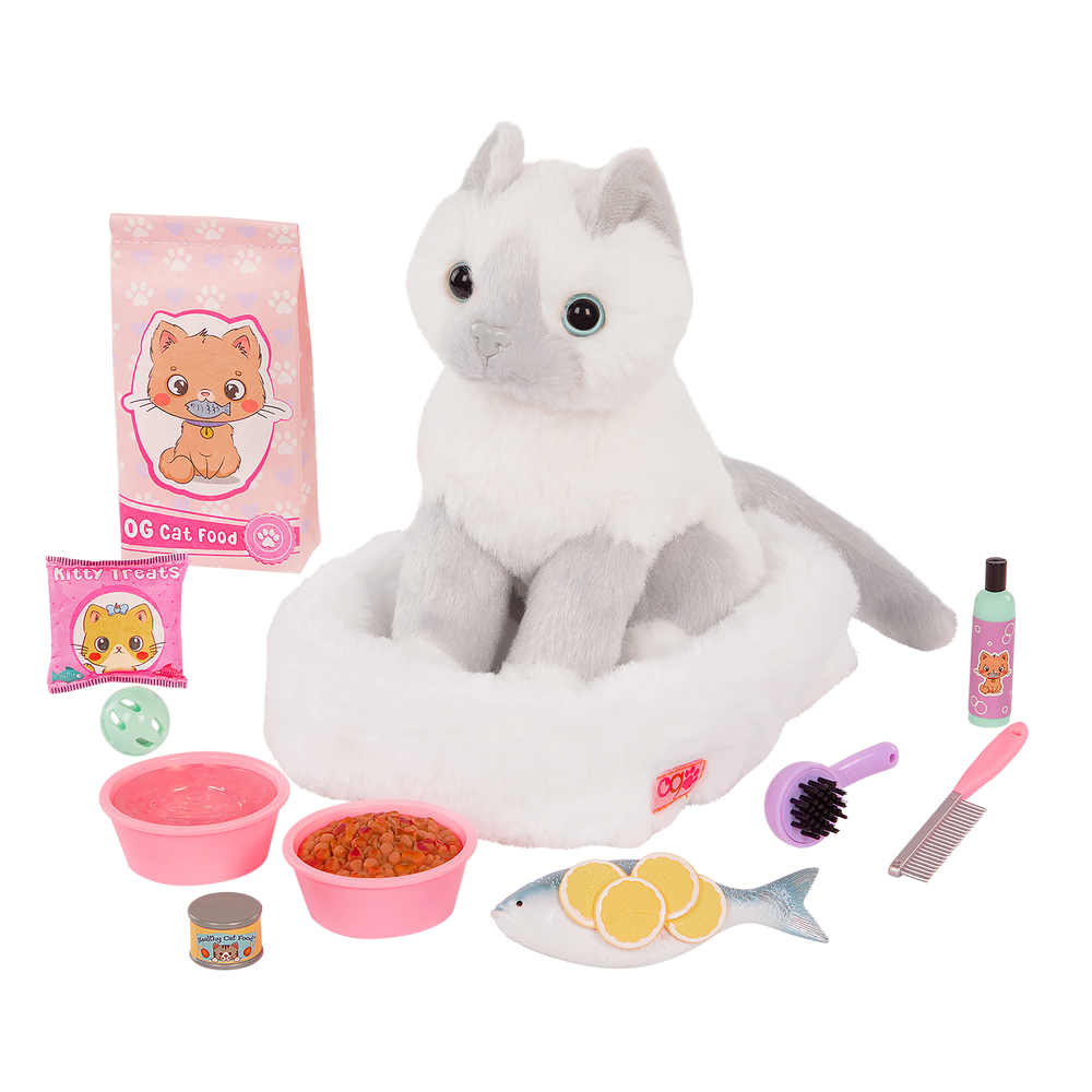 Feline Fabulous - 46cm Cat Pet Set - Bed & Cat Accessories - OG Accessories - Our Generation UK