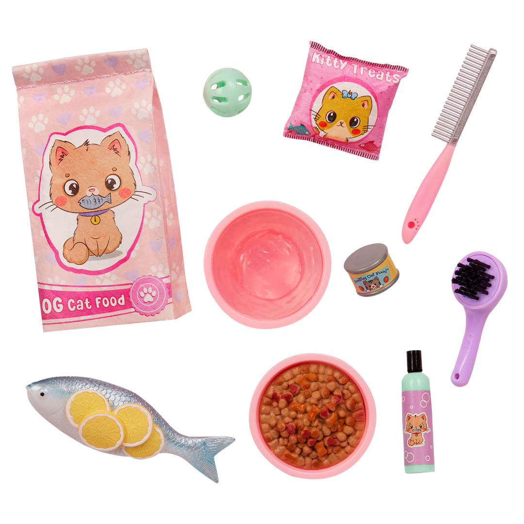 Feline Fabulous - 46cm Cat Pet Set - Bed & Cat Accessories - OG Accessories - Our Generation UK