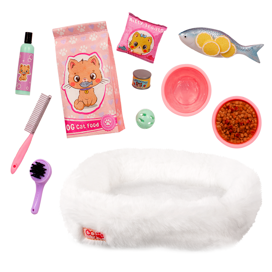Feline Fabulous - 46cm Cat Pet Set - Bed & Cat Accessories - OG Accessories - Our Generation UK