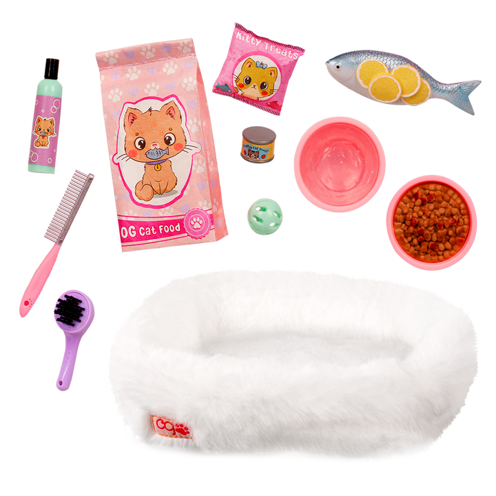 Feline Fabulous - 46cm Cat Pet Set - Bed & Cat Accessories - OG Accessories - Our Generation UK