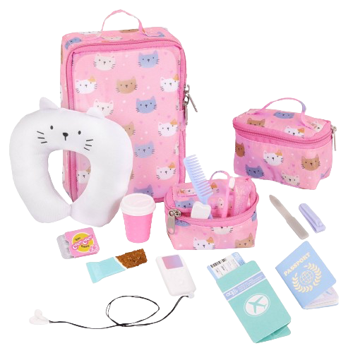 Purrfectly Packed - Cat Themed Luggage Set for Dolls - Travel Accessories - Our Generation