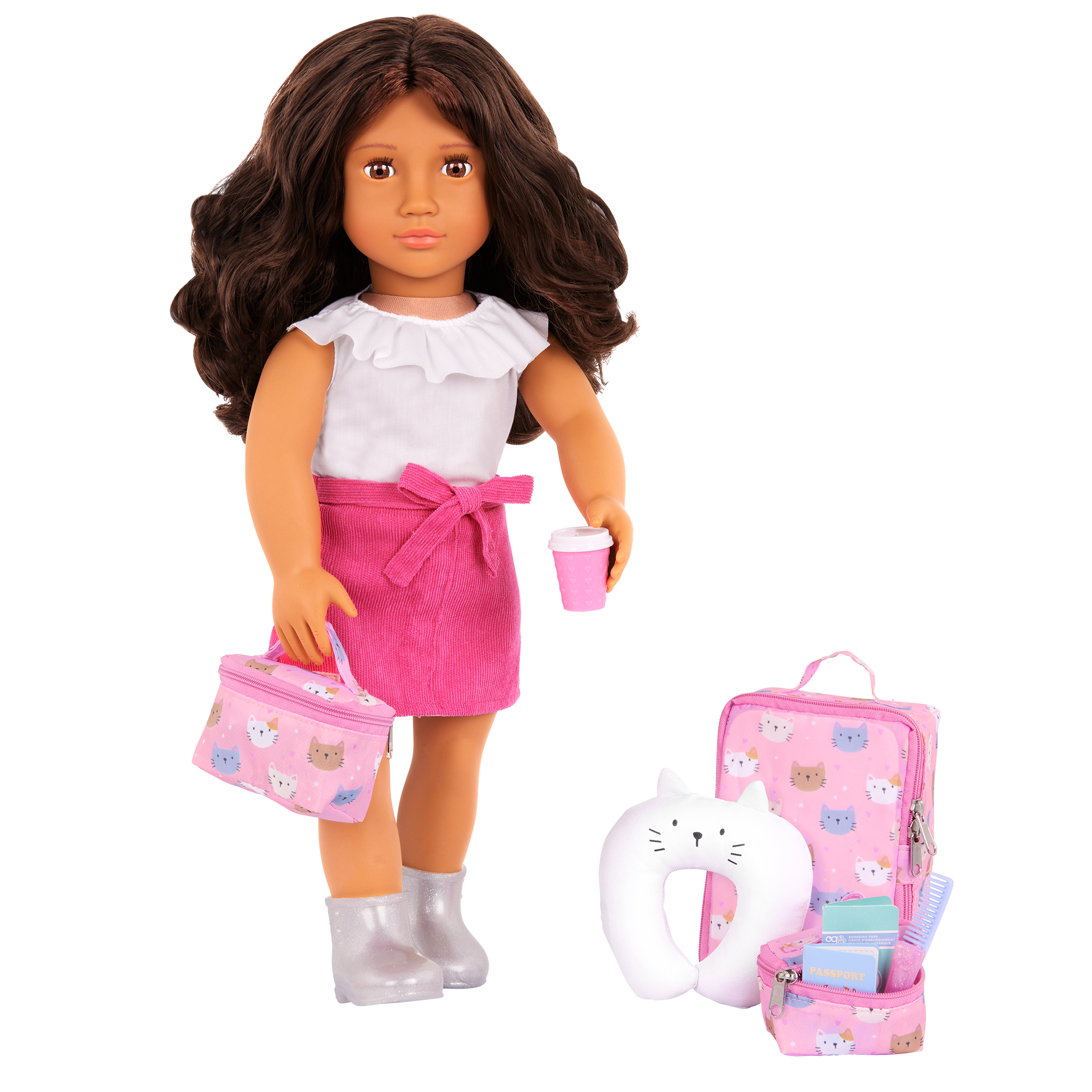 Purrfectly Packed - Cat Themed Luggage Set for Dolls - Travel Accessories - Our Generation