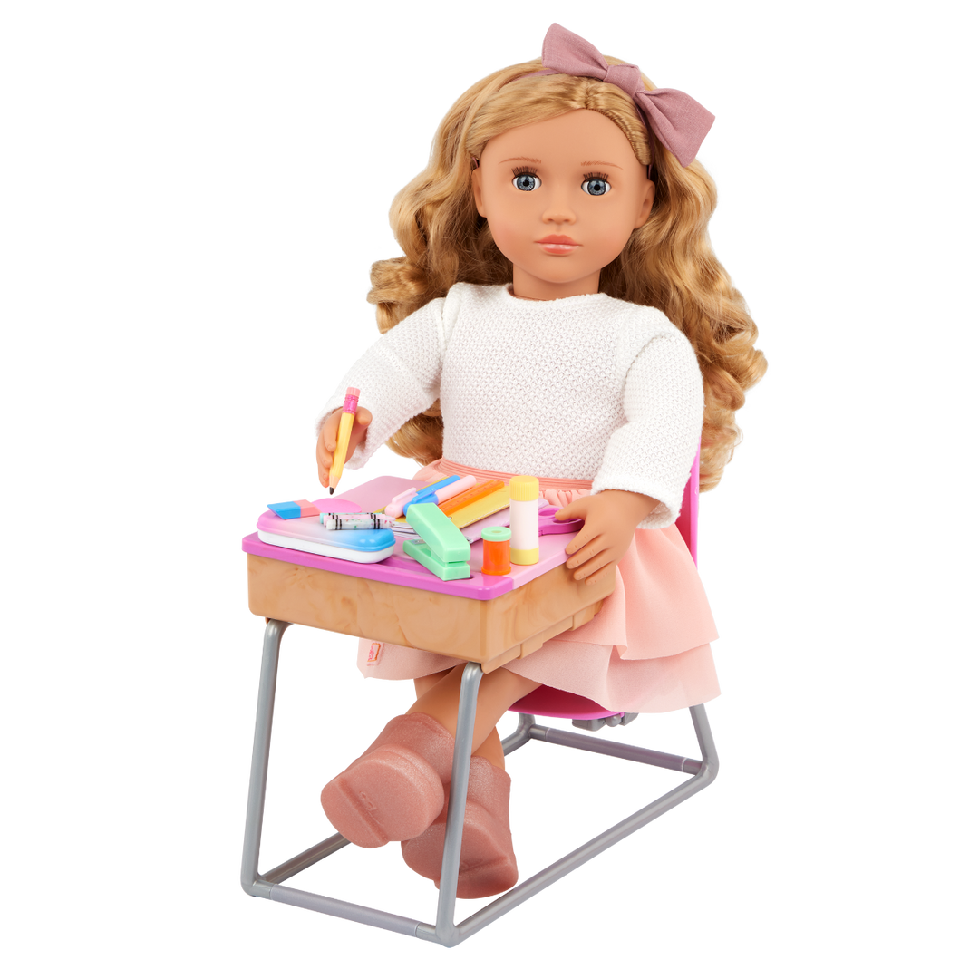Love to Learn - School Supplies Set for Dolls - Pink Box with Stationary - Accessories for Dolls - Our Generation