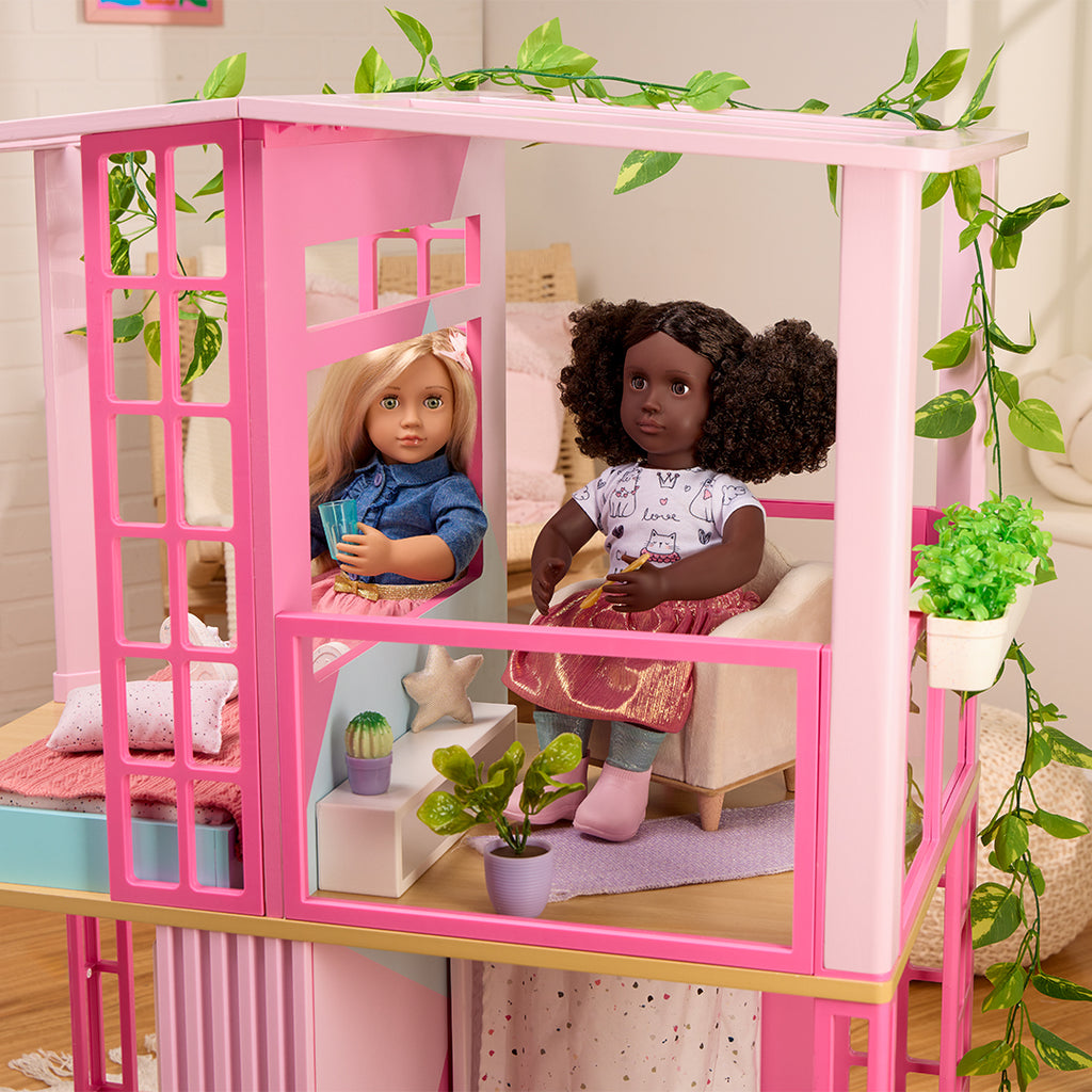 OG Lovely Loft - Dollhouse for 46cm Dolls - Two-Storey Dollhouse with Furniture - Furniture for Dolls - Gifts foe Kids - Our Generation UK