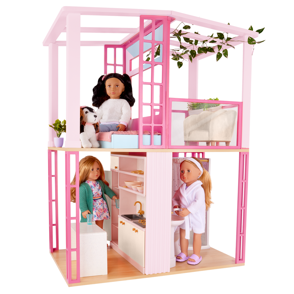 OG Lovely Loft - Dollhouse for 46cm Dolls - Two-Storey Dollhouse with Furniture - Furniture for Dolls - Gifts foe Kids - Our Generation UK