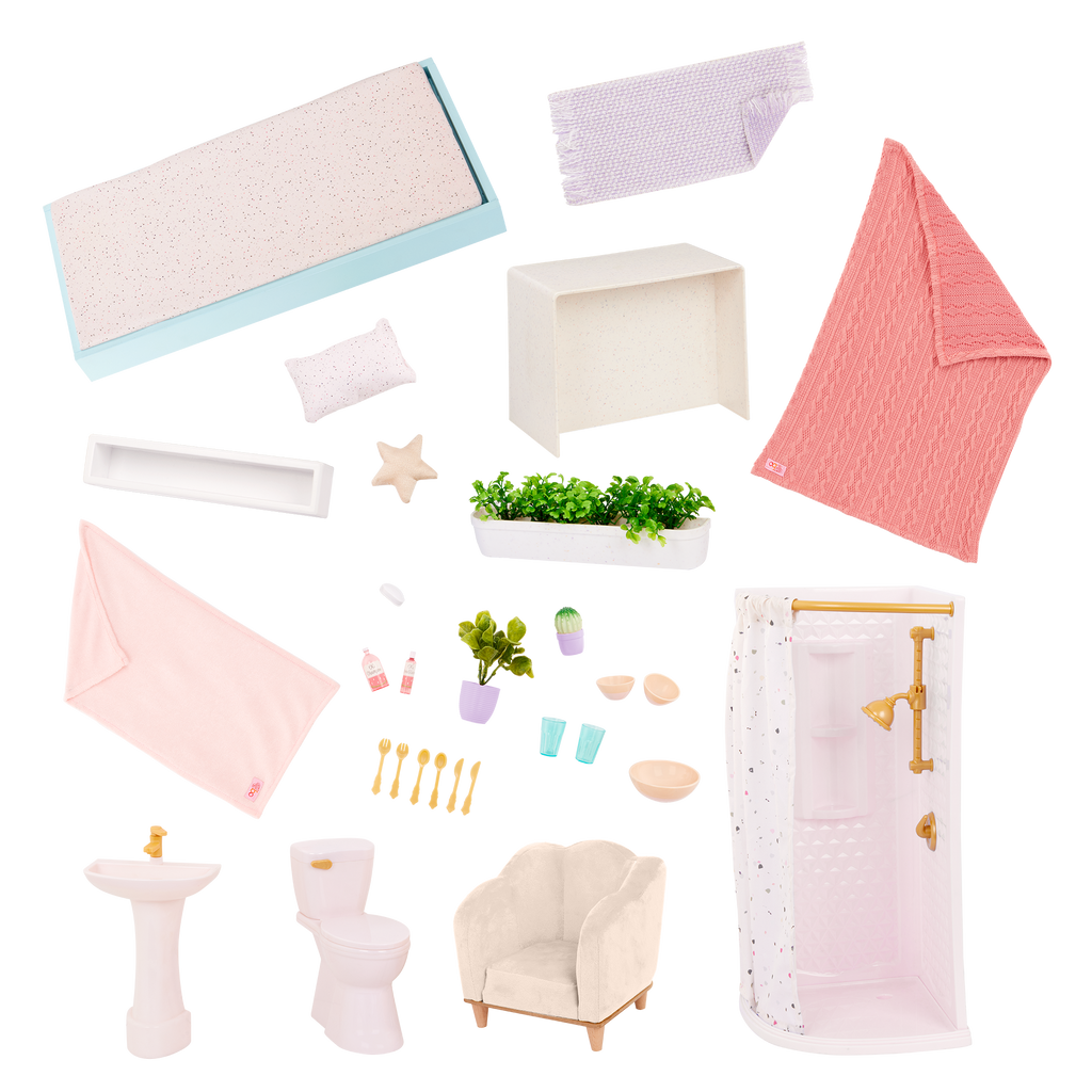 OG Lovely Loft - Dollhouse for 46cm Dolls - Two-Storey Dollhouse with Furniture - Furniture for Dolls - Gifts foe Kids - Our Generation UK