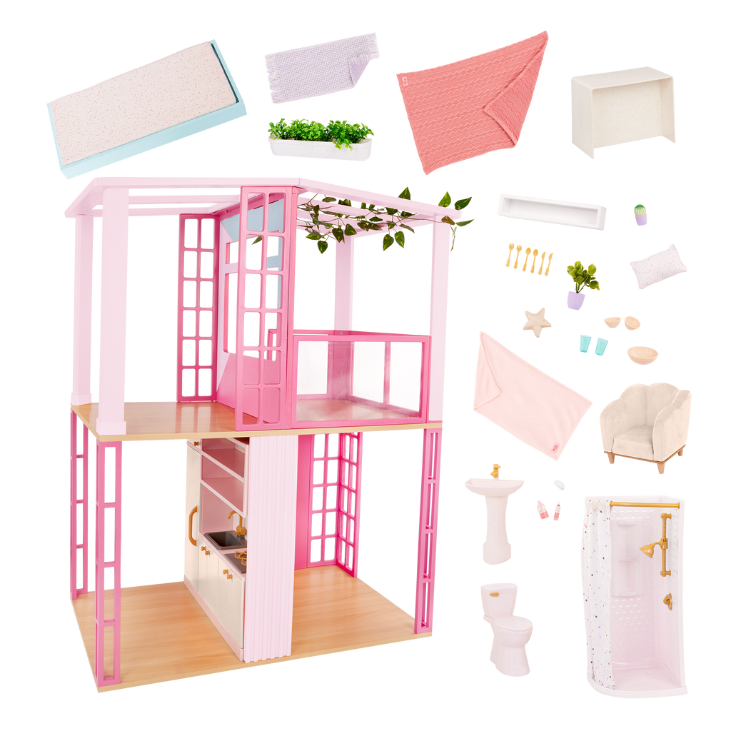 OG Lovely Loft - Dollhouse for 46cm Dolls - Two-Storey Dollhouse with Furniture - Furniture for Dolls - Gifts foe Kids - Our Generation UK