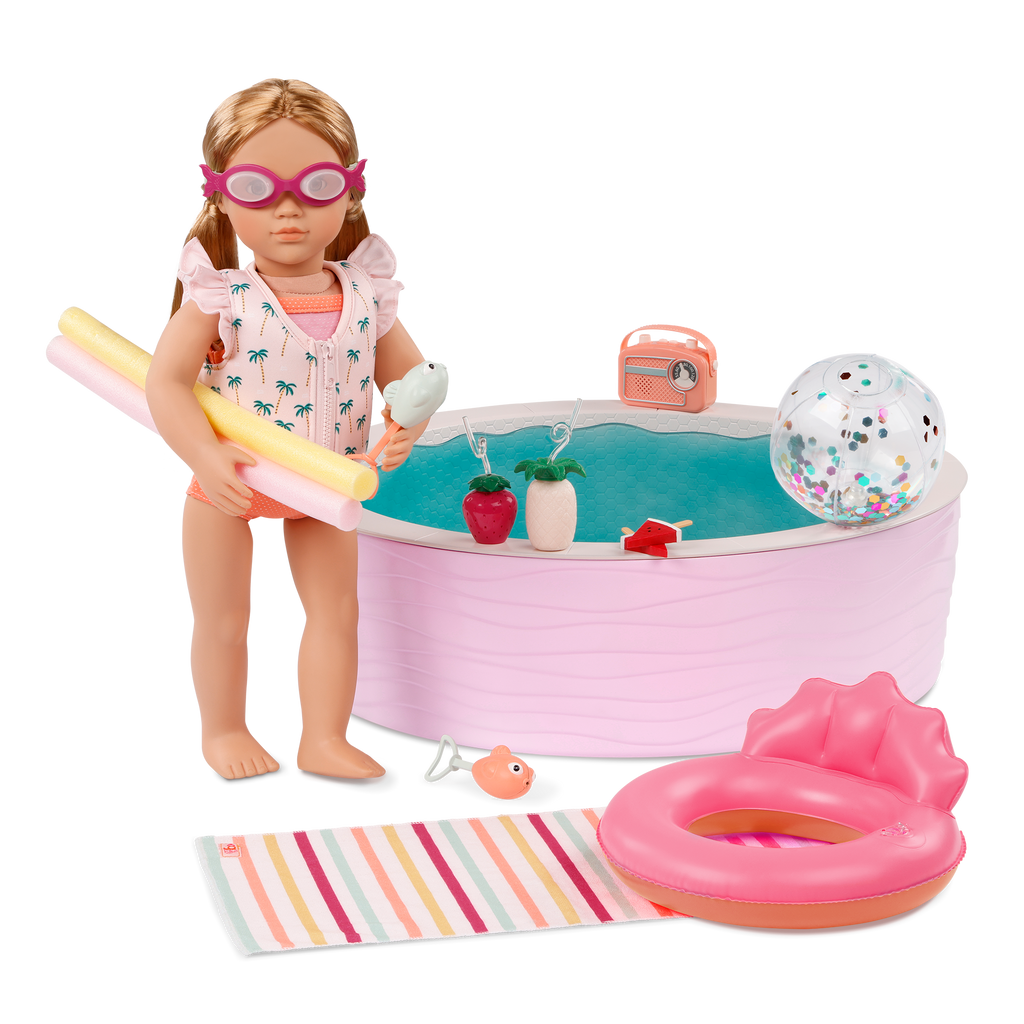 Poolside Fun - Pool & Accessories for 46cm Dolls - Outdoor Accessory Set - Our Generation UK