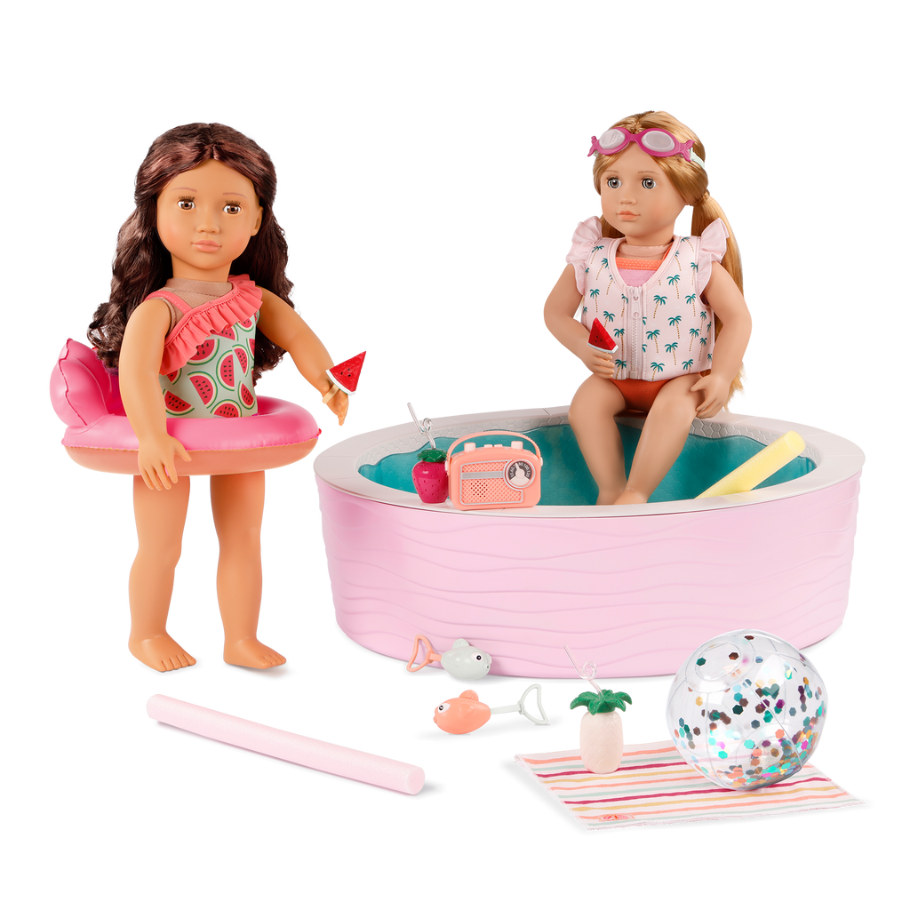 Poolside Fun - Pool & Accessories for 46cm Dolls - Outdoor Accessory Set - Our Generation UK