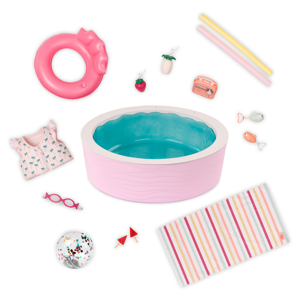 Poolside Fun - Pool & Accessories for 46cm Dolls - Outdoor Accessory Set - Our Generation UK