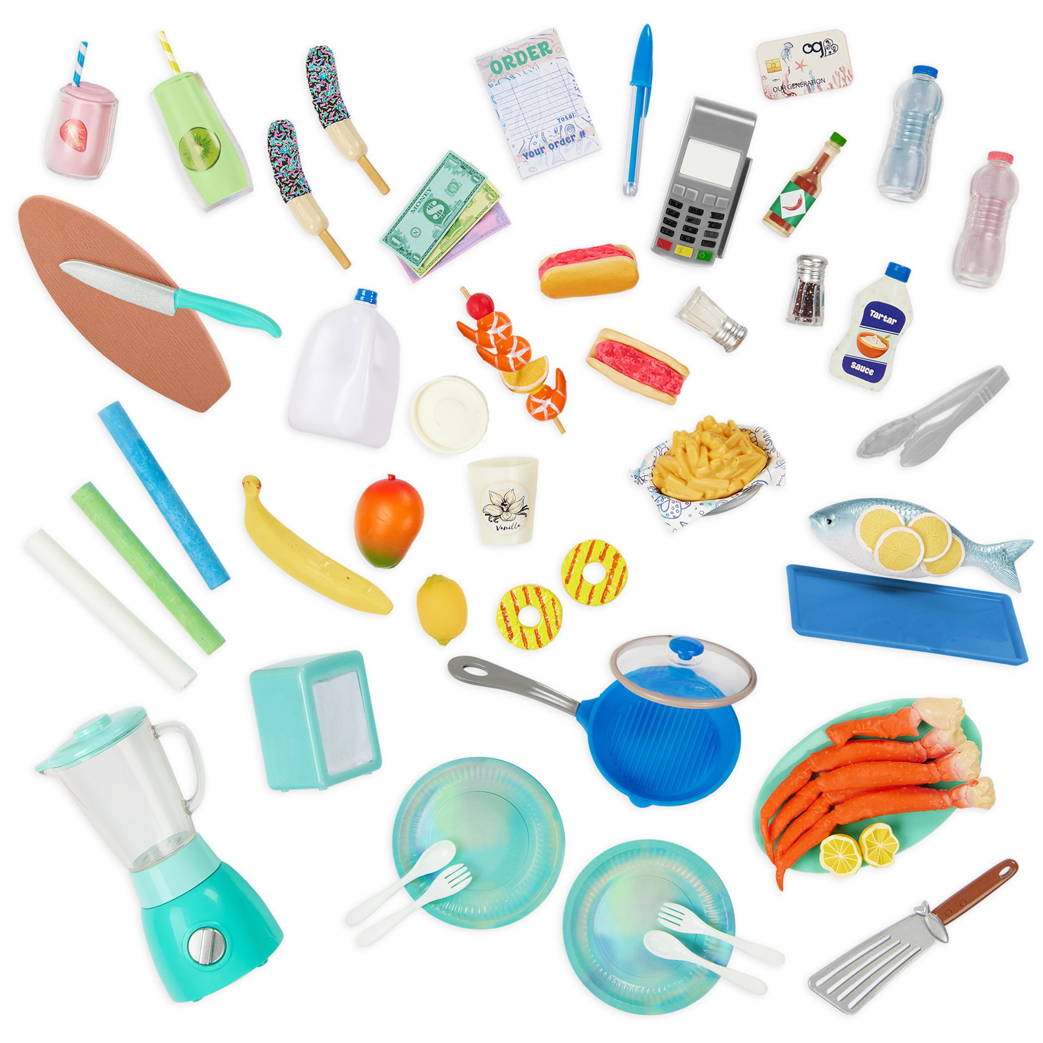 On the Move Food Truck - Vehicle for 46cm Dolls - Pink & Green - Food Accessories for Dolls - Our Generation 