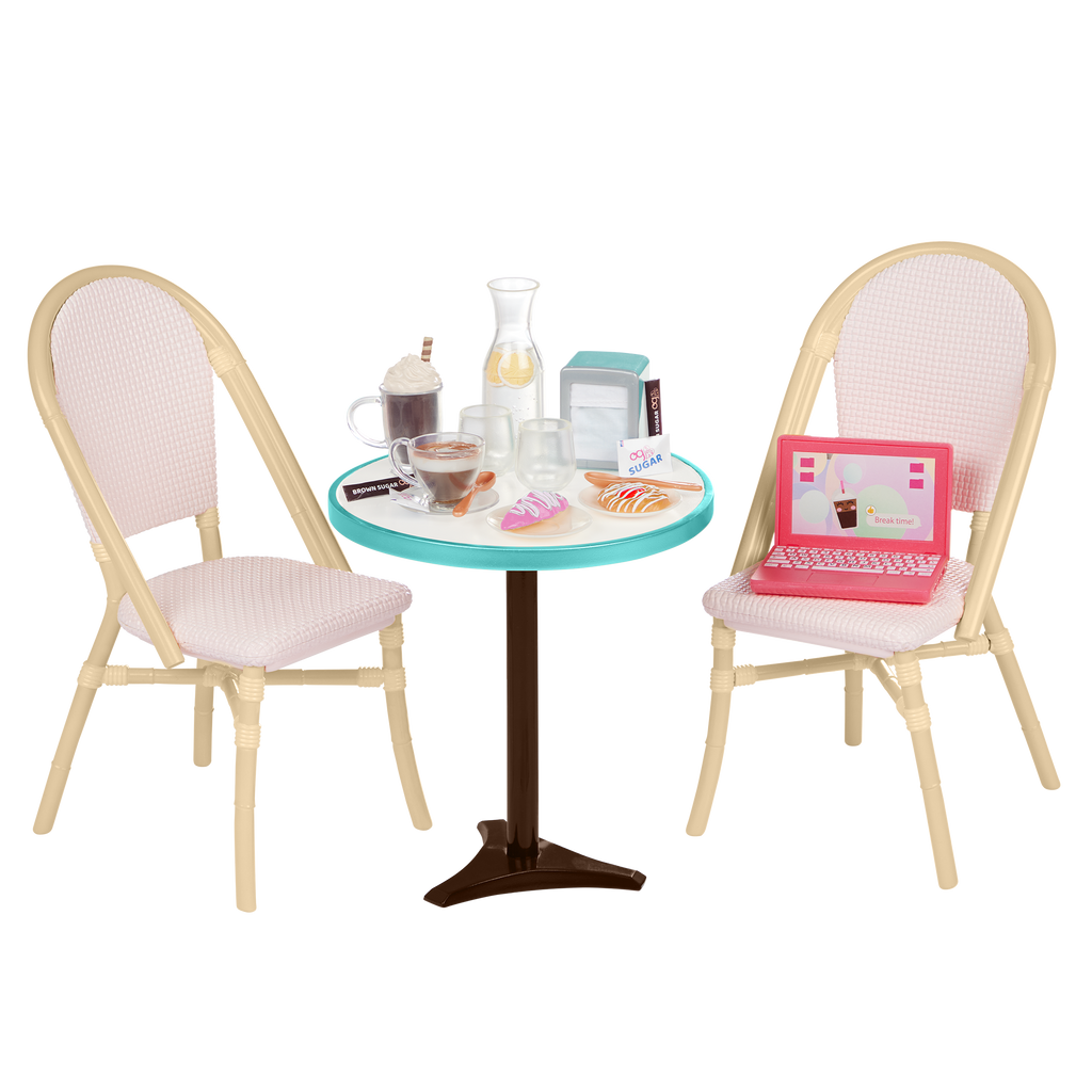 Sweet Cafe Set - Table & Chair Set fro 46cm Dolls - Furniture for Dolls - Cafe Playset - Our Generation