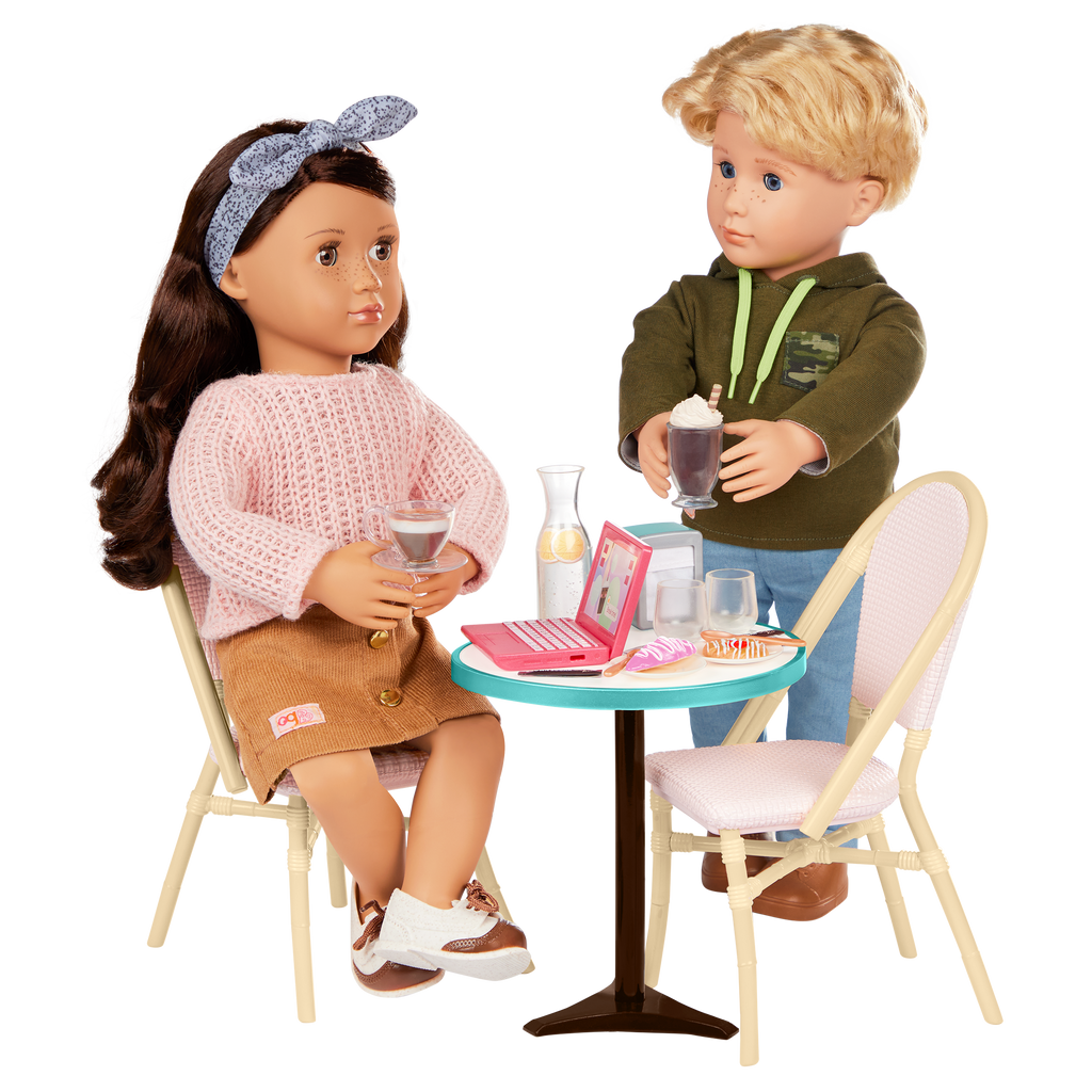 Sweet Cafe Set - Table & Chair Set fro 46cm Dolls - Furniture for Dolls - Cafe Playset - Our Generation