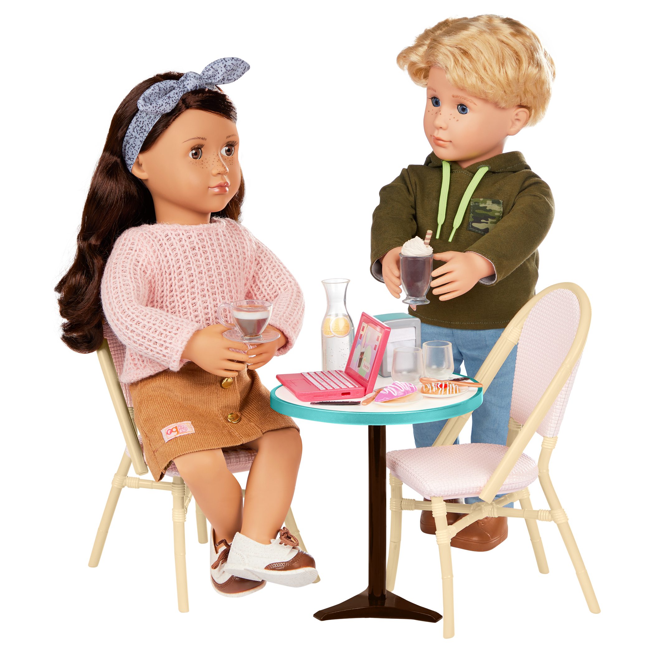 Sweet Cafe Set - Table & Chair Set fro 46cm Dolls - Furniture for Dolls - Cafe Playset - Our Generation