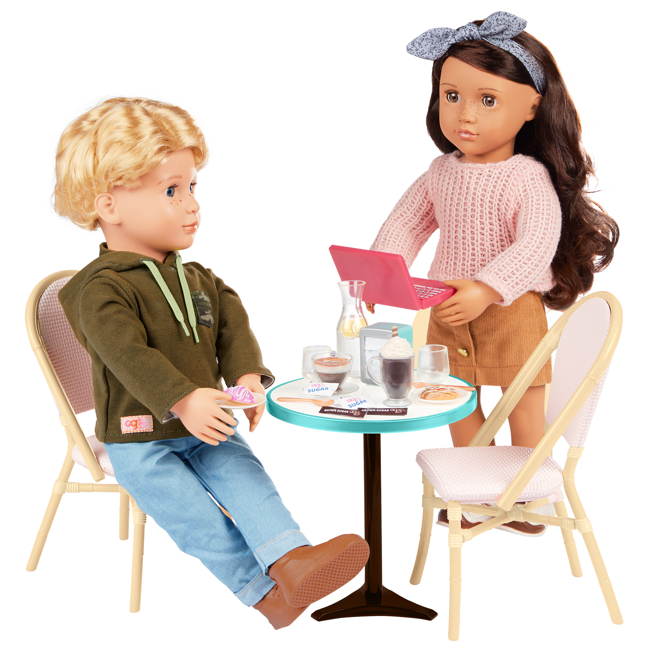 Sweet Cafe Set - Table & Chair Set fro 46cm Dolls - Furniture for Dolls - Cafe Playset - Our Generation