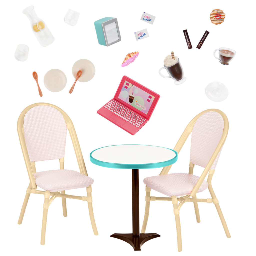 Sweet Cafe Set - Table & Chair Set fro 46cm Dolls - Furniture for Dolls - Cafe Playset - Our Generation