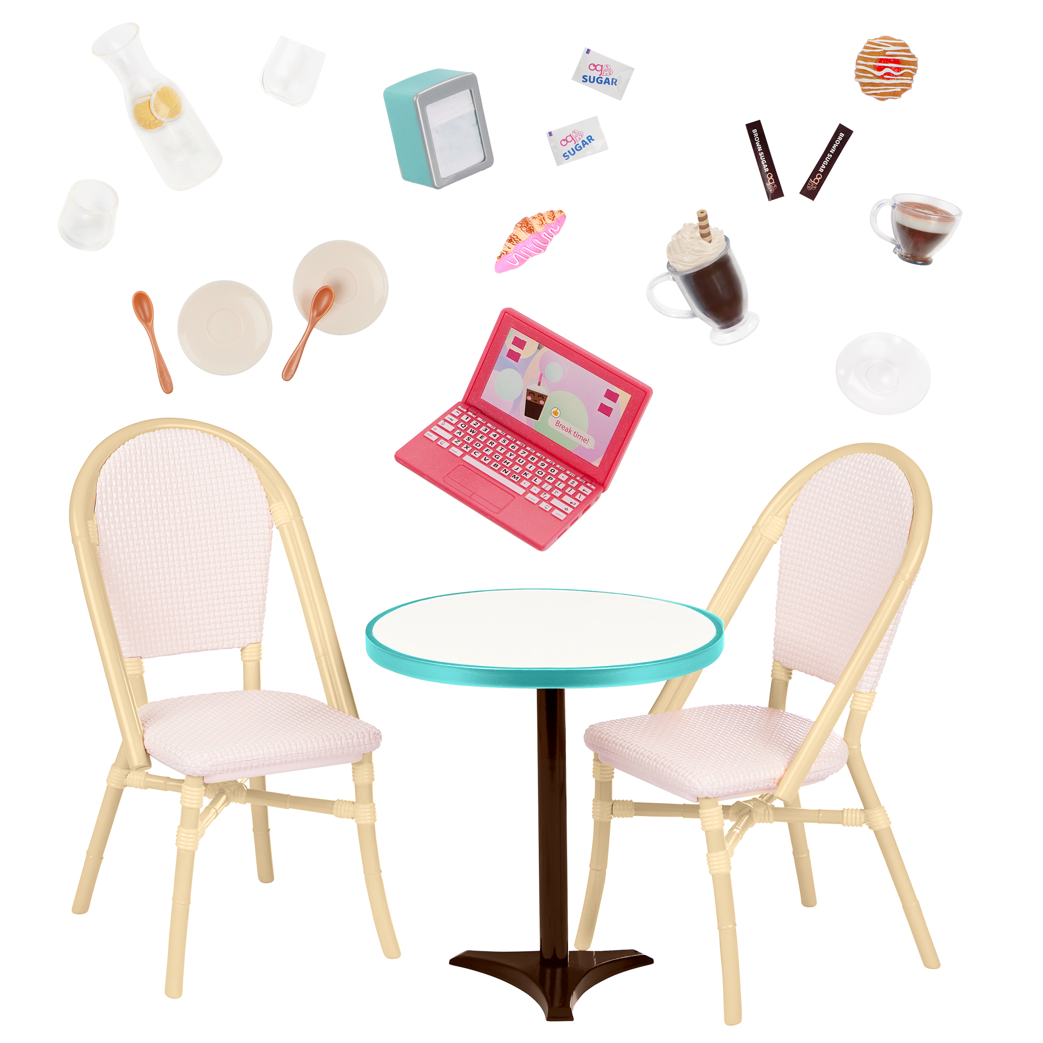 Sweet Cafe Set - Table & Chair Set fro 46cm Dolls - Furniture for Dolls - Cafe Playset - Our Generation