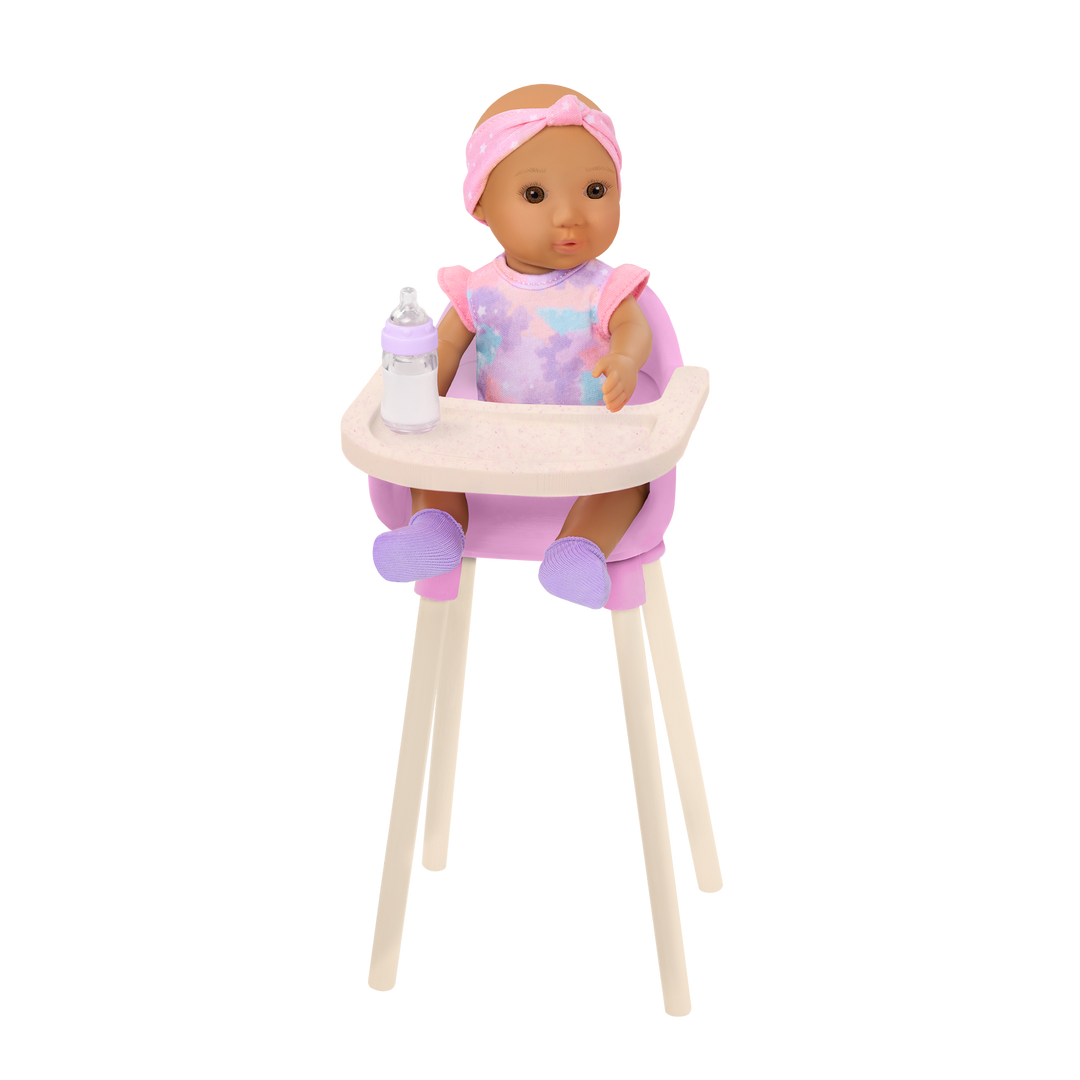 Baby Emilia - Our Generation Baby Doll with Accessories - Accessories for OG Dolls - Doll with Highchair & Feeding Accessories - Our Generation UK