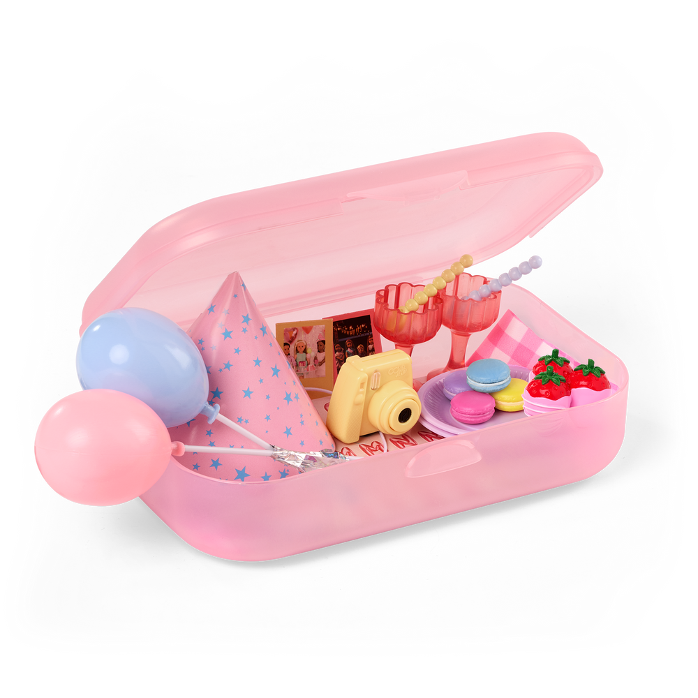 Love to Party - Birthday Accessories for 46cm Dolls - Pink Box with Party Accessories - Accessory for OG Doll - Our Generation