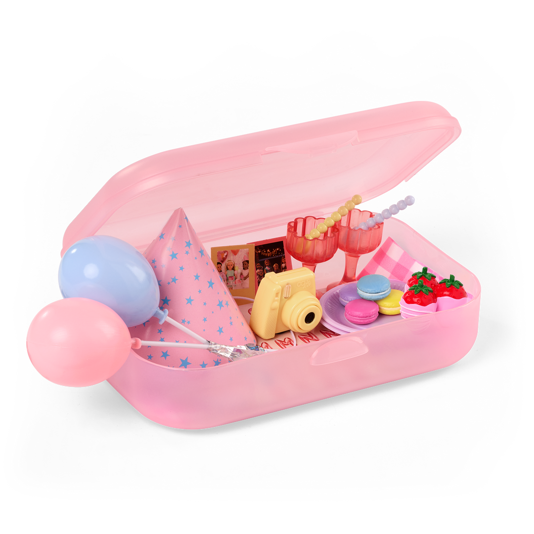 Love to Party - Birthday Accessories for 46cm Dolls - Pink Box with Party Accessories - Accessory for OG Doll - Our Generation