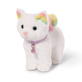 Posable Angora Cat - 15cm Plush Pet with White Fur and Rainbow Ears & Tail - Pets for Dolls - Doll Accessory - Our Generation