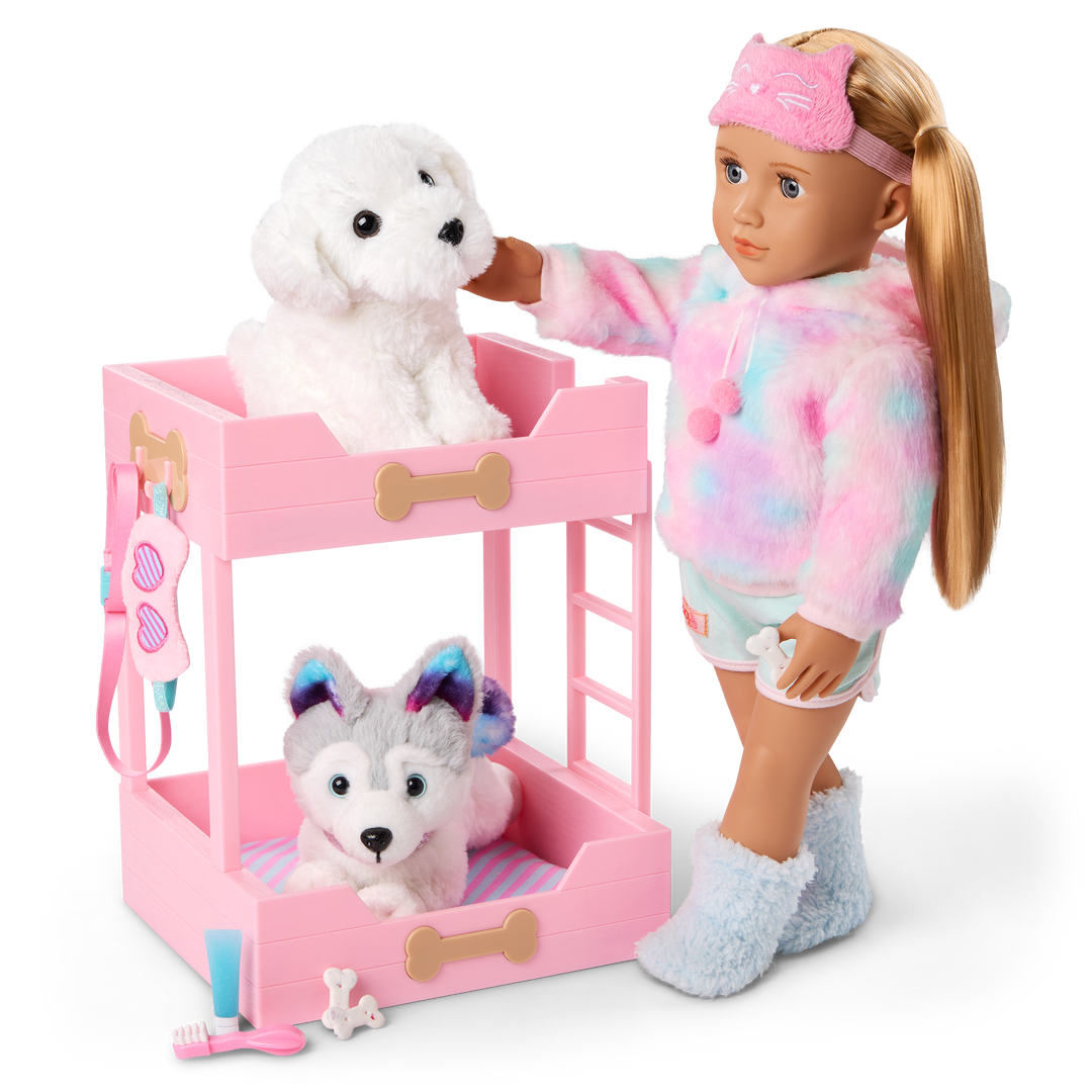 Puppy Dreams Bunk Bed - Pink Bunk Beds for Our Generation Pups - Accessory for OG Dogs - Doll Accessory - Our Generation