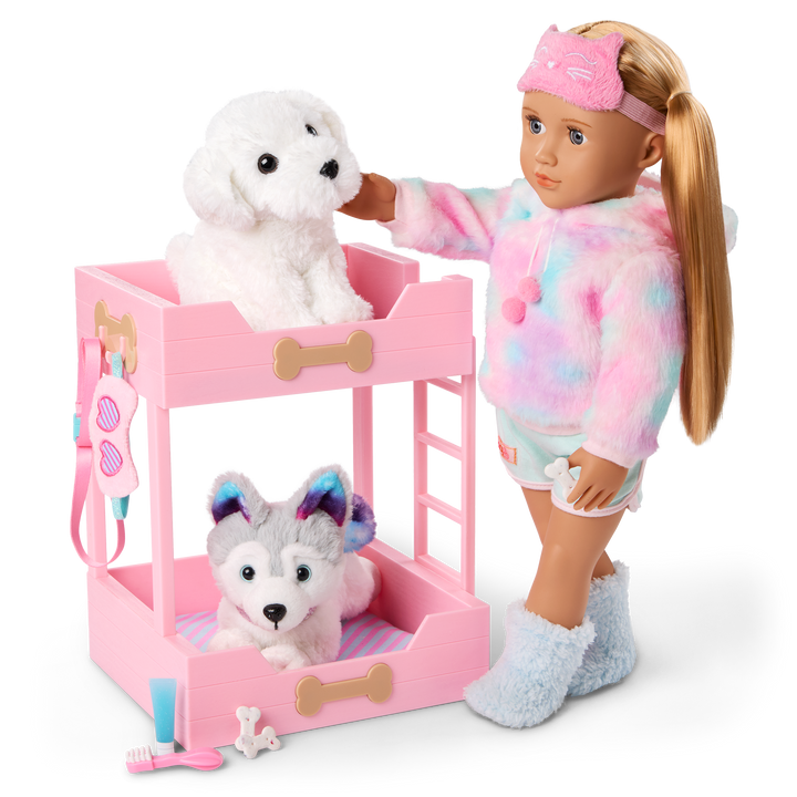 Puppy Dreams Bunk Bed - Pink Bunk Beds for Our Generation Pups - Accessory for OG Dogs - Doll Accessory - Our Generation