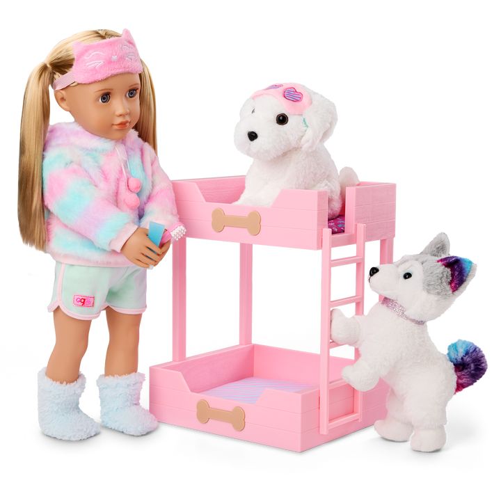 Puppy Dreams Bunk Bed - Pink Bunk Beds for Our Generation Pups - Accessory for OG Dogs - Doll Accessory - Our Generation