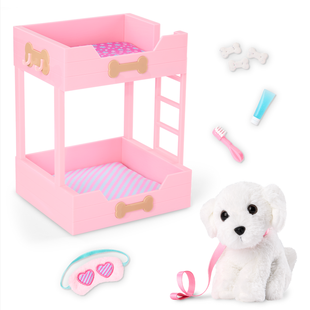 Puppy Dreams Bunk Bed - Pink Bunk Beds for Our Generation Pups - Accessory for OG Dogs - Doll Accessory - Our Generation