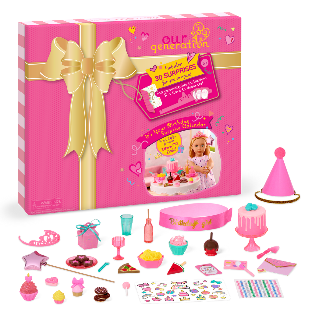 It's Your Birthday Calendar - Birthday Countdown Calendar - 30 Accessories for Dolls - Birthday Gifts for Kids - Our Generation UK