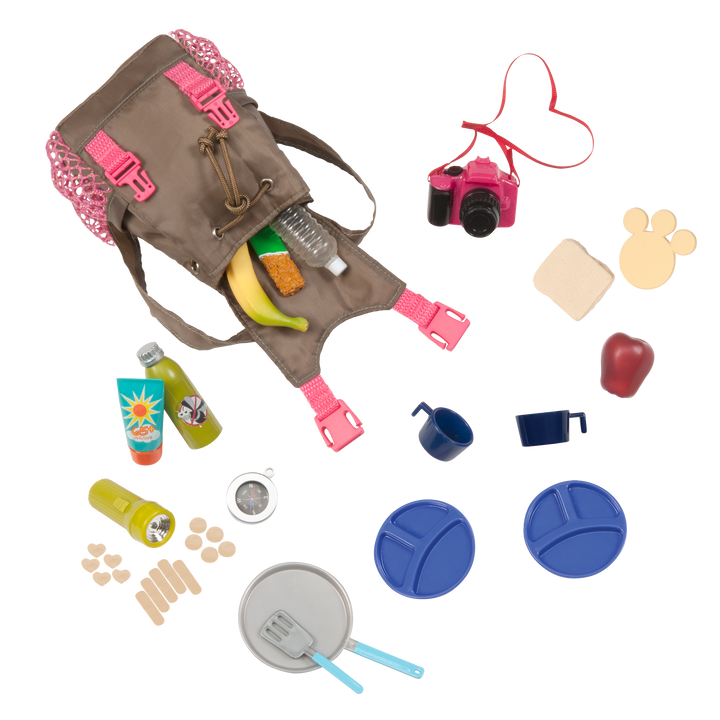 What a Trek Set - Hiking Accessory Set for 46cm Dolls - Doll Rucksack & Outdoor Accessories - Our Generation