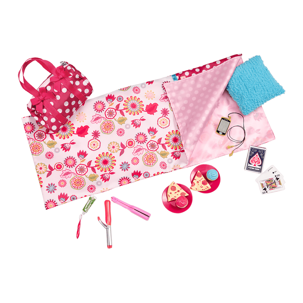 Polka Dot Sleepover Set - Doll Sleeping Bag & Accessories - Accessory for 46cm Dolls - Our Generation