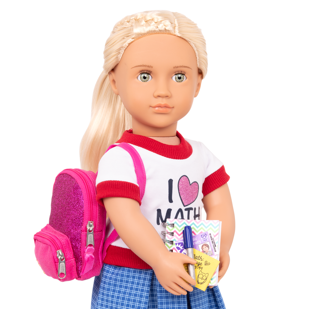 School Smarts - Pink School Bag for 46cm Dolls - School Accessory for Dolls - Our Generation UK