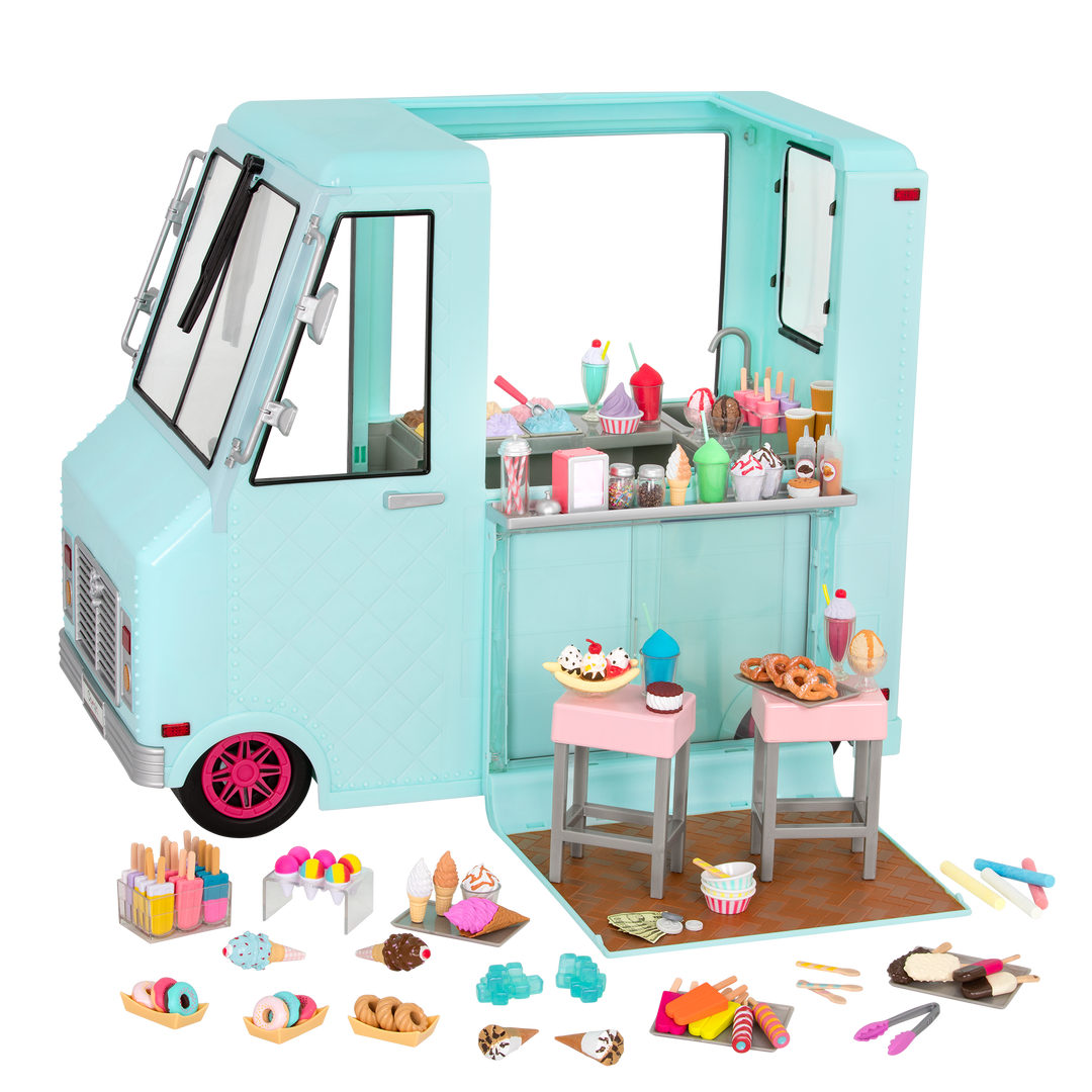 Sweet Stop Ice Cream Truck - Blue Ice Cream Truck for 46cm Dolls - Ice Cream Accessories for Dolls - OG Doll Vehicles - Functioning Lights & Sounds - Award-Winning Toy - Our