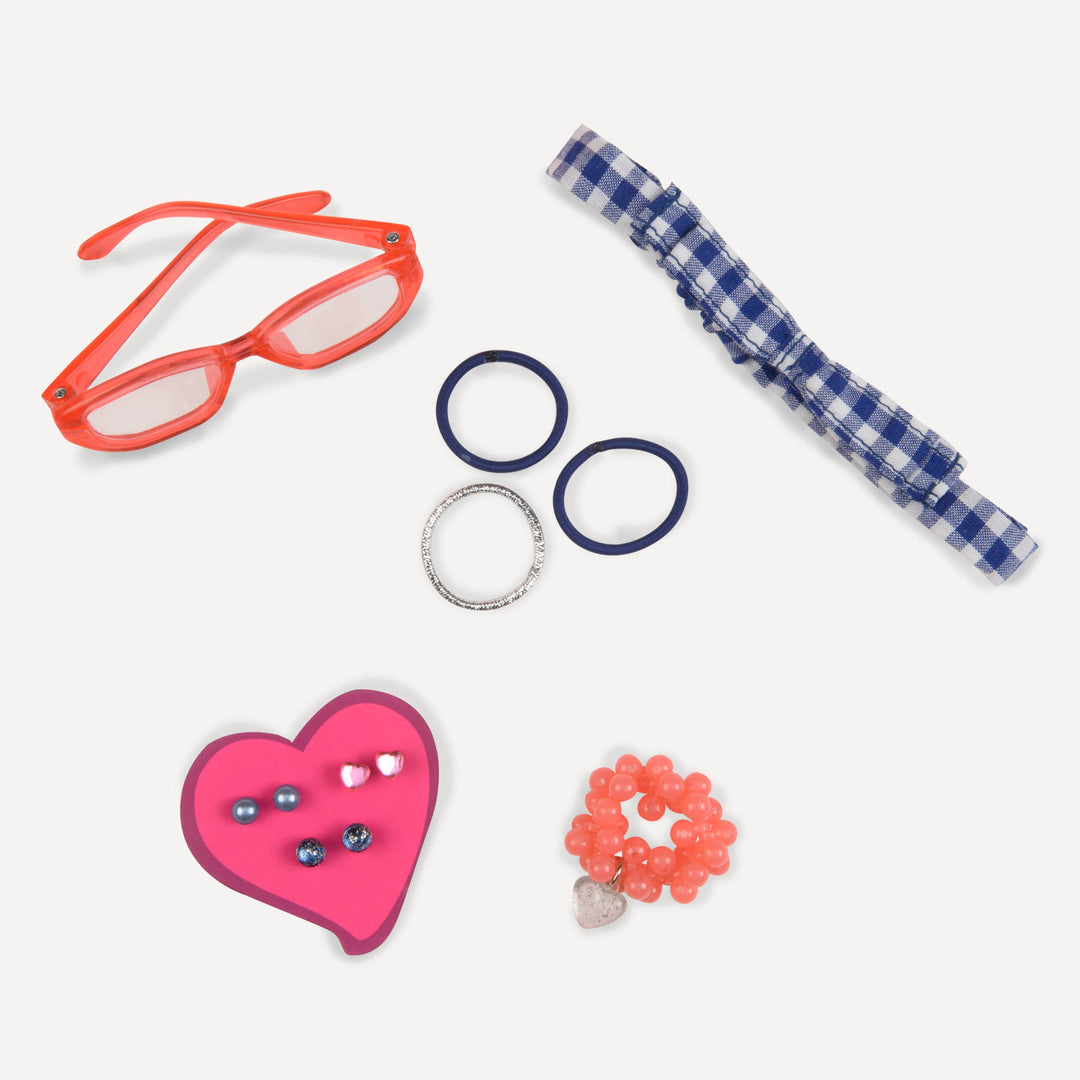 Pretty Preppy - Jewellery Set for 46cm Dolls - Hairbands, Earrings & Doll Glasses - Our Generation