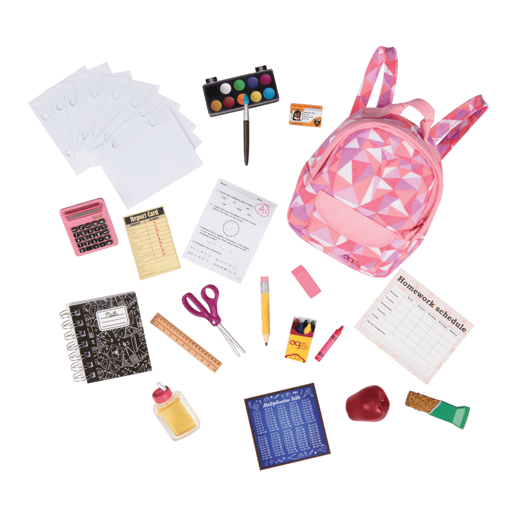 Off to School - School Accessories for 46cm Dolls - Pink Backpack for Dolls - Our Generation